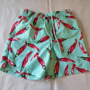 George Blue Red Chili Pepper Novelty Size Small 28-30 Swim Mens Shorts Trunks